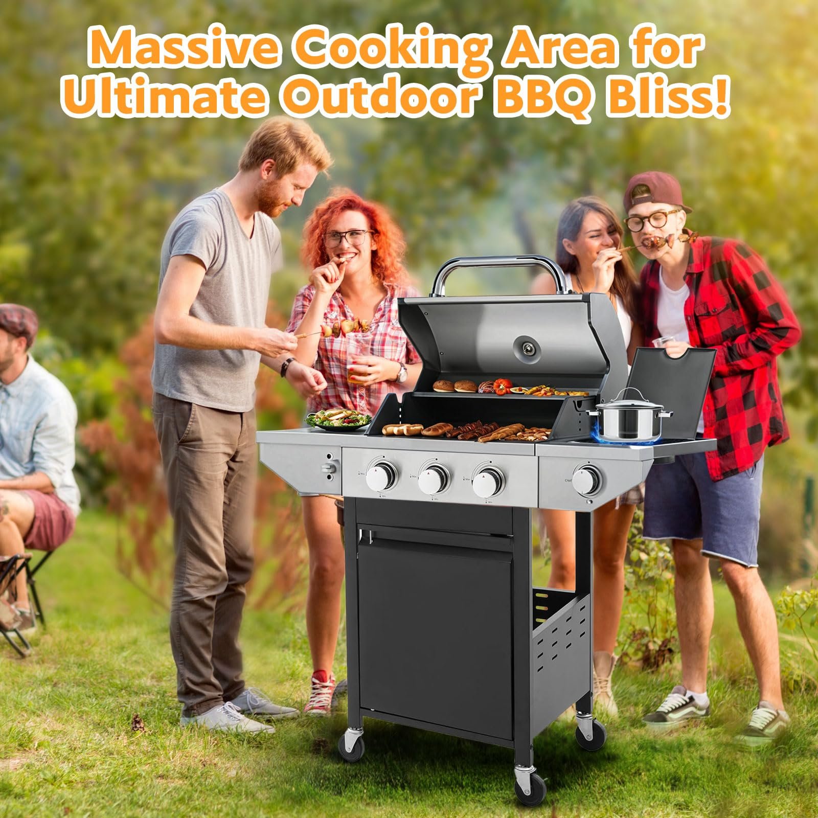 Propane Grill 4 Burner Barbecue Grill 37000 BTUs - Image 7